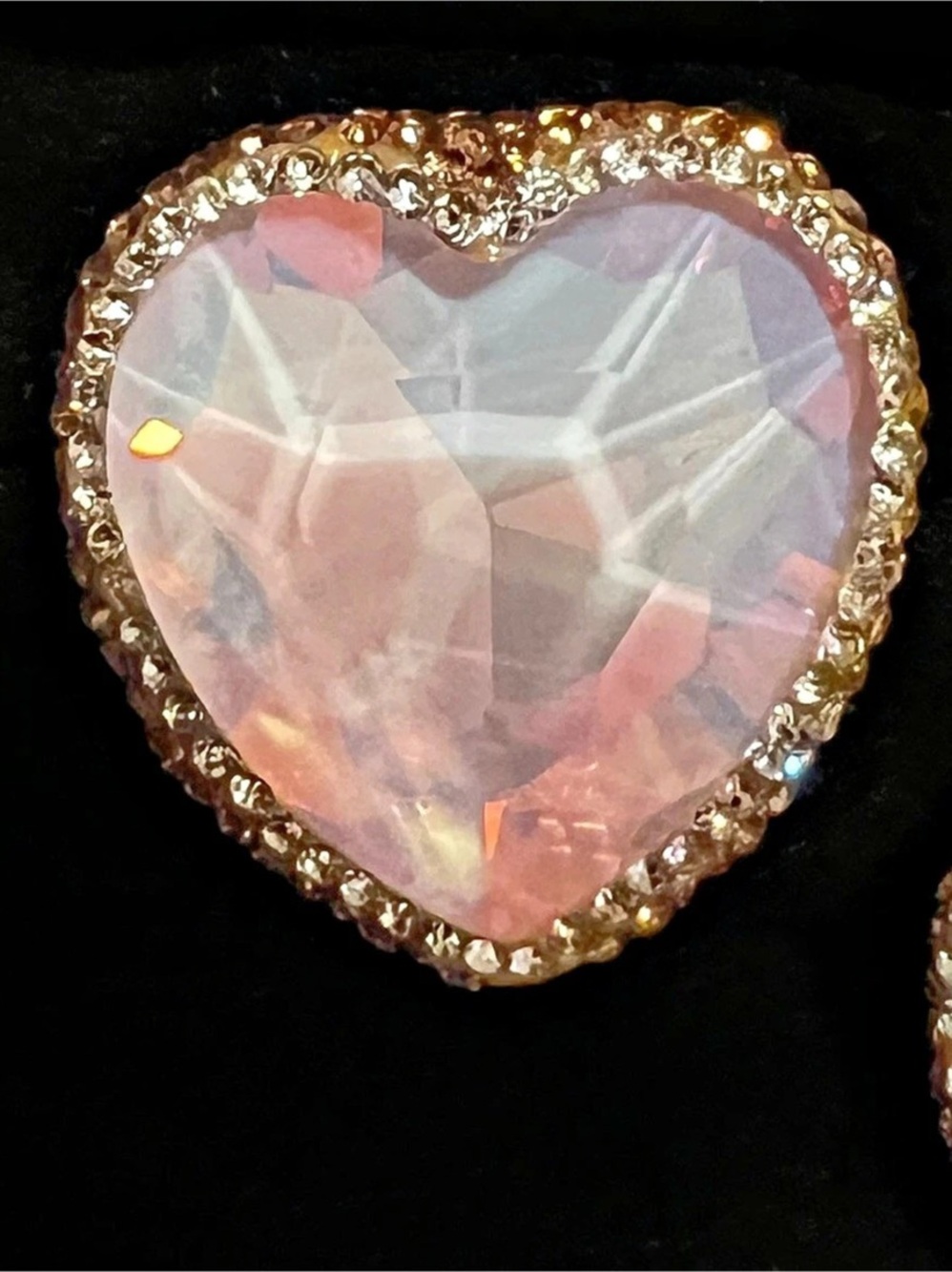 🍭🍬 Opal Heart K9 Crystal Pave Crystal Rhinestone Ring 🍬🍭